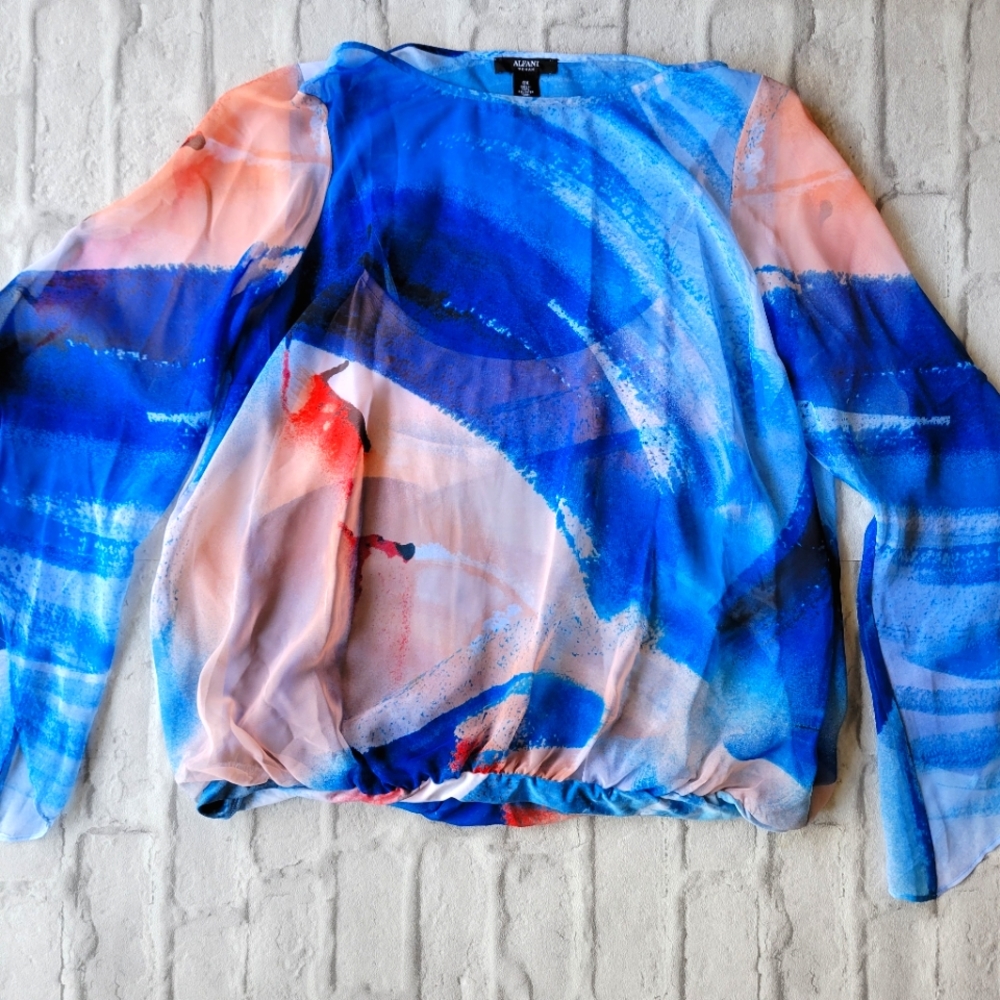 Alfani plus size top size 0 blue peach white